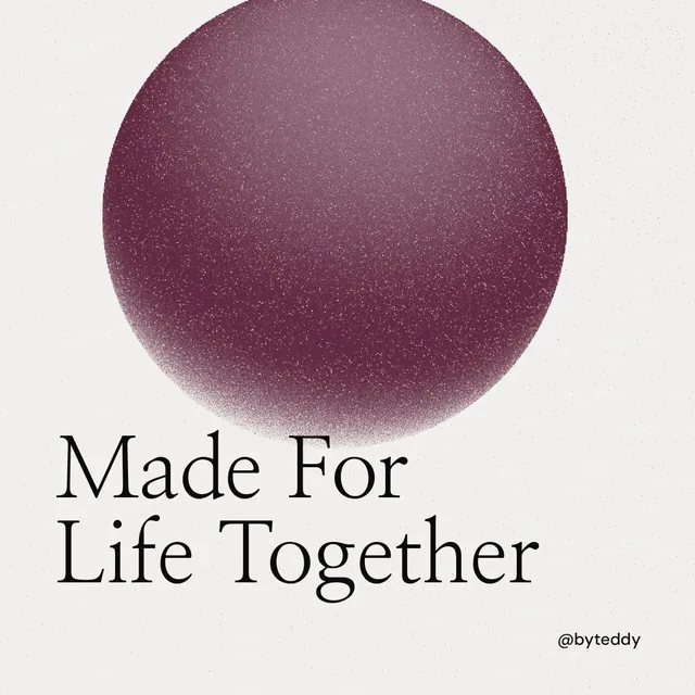 Instagram post for By Teddy: "Made For Life Together". Auto 1x1 style, technique:shader field layout, light palette in white, red, grey.