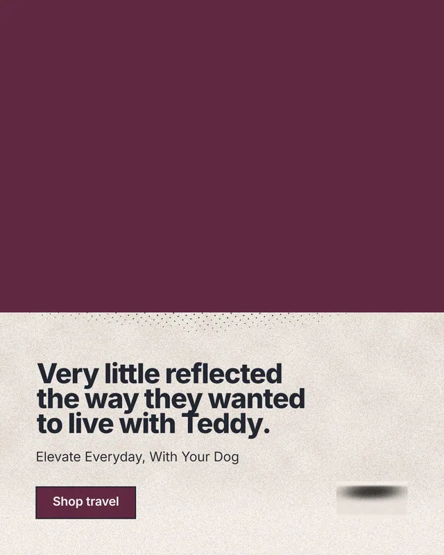 Instagram portrait post for By Teddy: "Very little reflected the way they wanted to live with Teddy." Ink sticker style, bottom layout, light palette in red, orange.