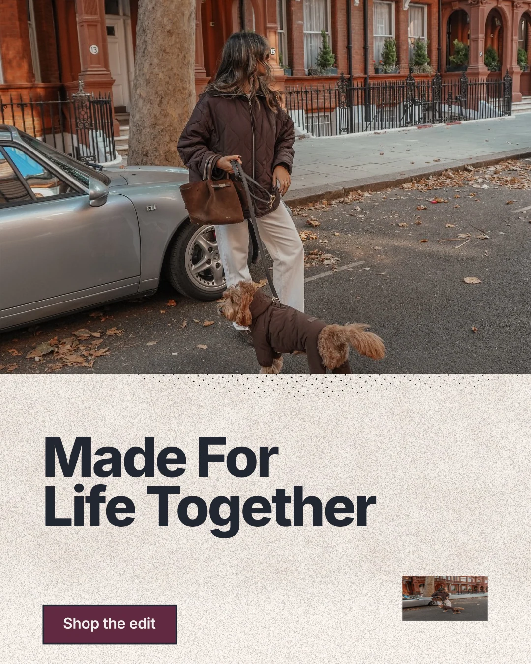Instagram portrait post for By Teddy: "Made For Life Together". Ink sticker style, bottom layout, light palette in grey, orange.