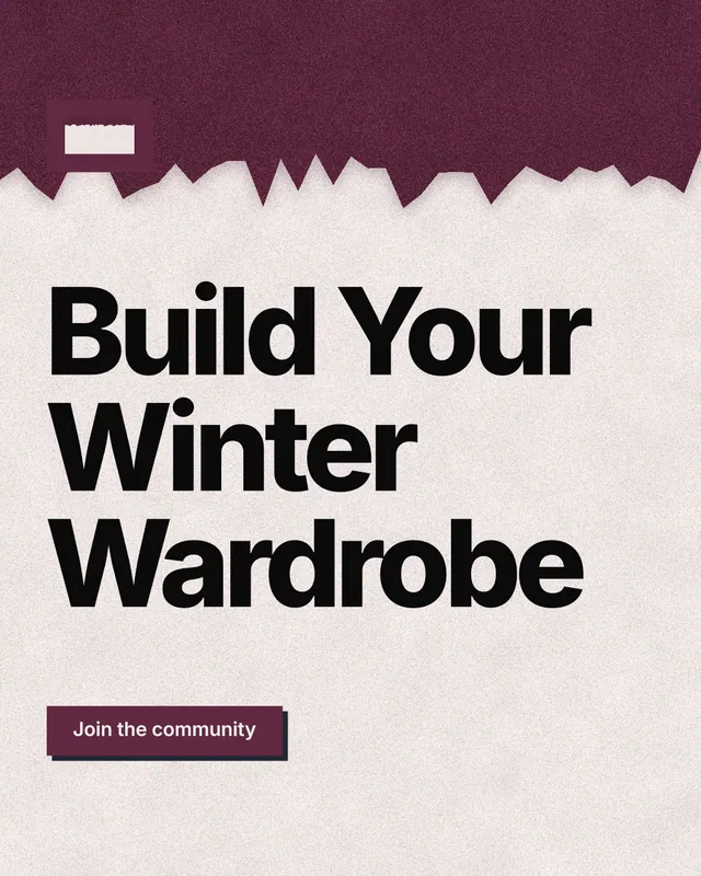 Instagram portrait post for By Teddy: "Build Your Winter Wardrobe". Paper trio style, announce layout, light palette in pink, orange, grey.