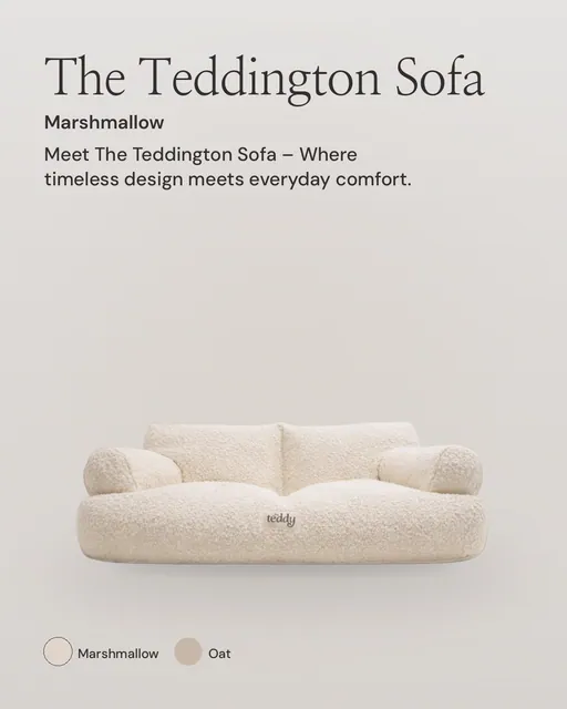 Instagram portrait post for By Teddy: Marshmallow | The Teddington Sofa in Marshmallow. Product hero, light palette.