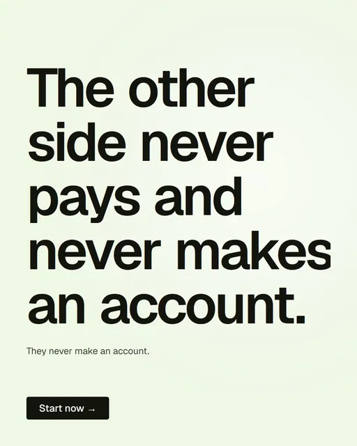 Video for contracts.io: "The other side never pays and never makes an account.". Doc motion loop, 7.0 s, light palette.
