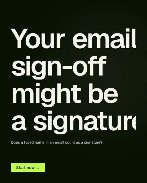 Video for contracts.io: "Your email sign-off might be a signature.". Doc motion loop, 7.0 s, dark palette.