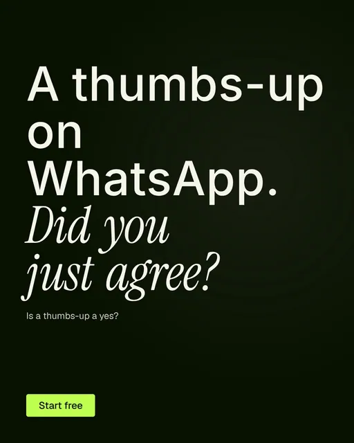Video for contracts.io: "A thumbs-up on WhatsApp. Did you just agree?". Doc motion loop, 6.0 s, dark palette.