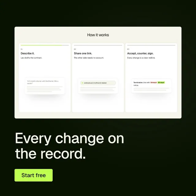 Video for contracts.io: "Every change on the record.". Doc motion loop, 6.0 s, light palette.