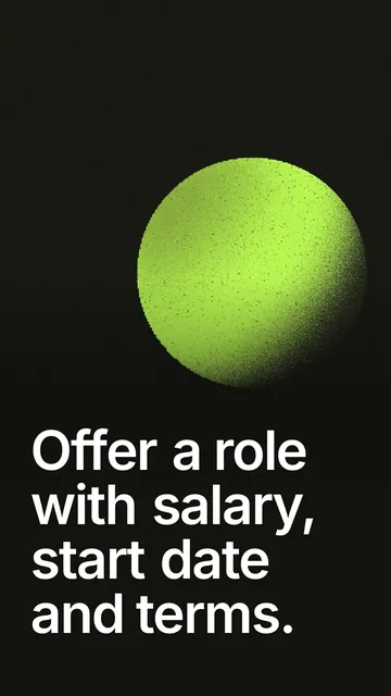 Video for contracts.io: "Offer a role with salary, start date and terms.". Shader loop, 6.0 s, dark palette.