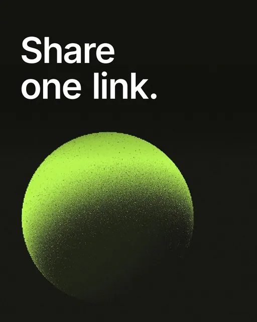 Video for contracts.io: "Share one link.". Shader loop, 6.0 s, dark palette.