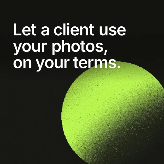 Video for contracts.io: "Let a client use your photos, on your terms.". Shader loop, 6.0 s, dark palette.