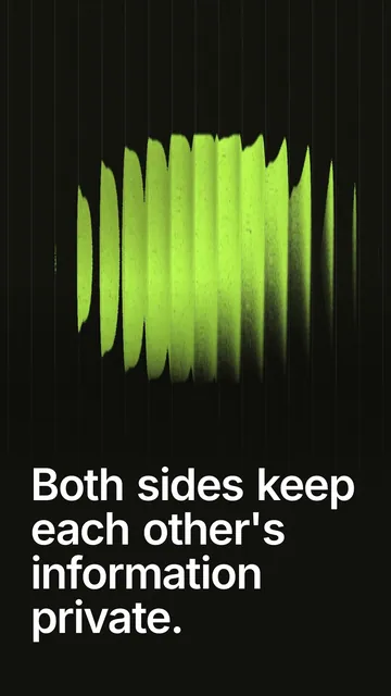 Video for contracts.io: "Both sides keep each other's information private.". Shader loop, 6.0 s, dark palette.