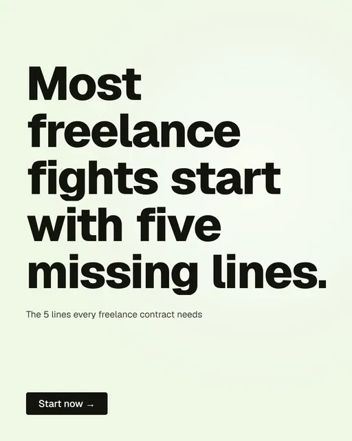 Video for contracts.io: "Most freelance fights start with five missing lines.". Doc motion loop, 7.0 s, light palette.