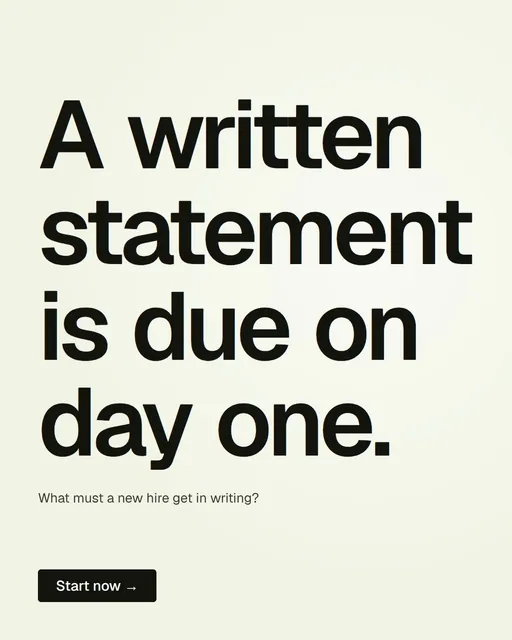 Video for contracts.io: "A written statement is due on day one.". Doc motion loop, 8.0 s, light palette.