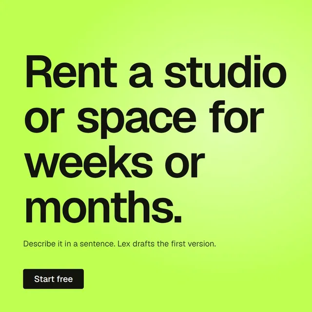 Video for contracts.io: "Rent a studio or space for weeks or months.". Doc motion loop, 8.0 s, light palette.