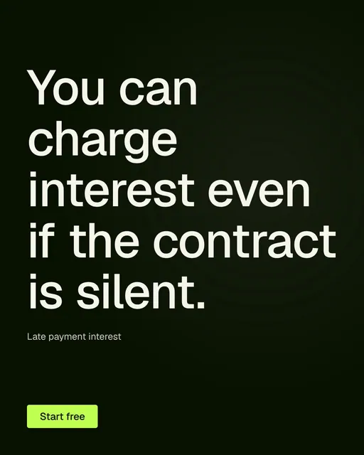Video for contracts.io: "You can charge interest even if the contract is silent.". Doc motion loop, 6.0 s, dark palette.