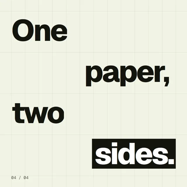 Video for contracts.io: "One paper, two sides.". Kinetic type grid, 6.0 s, light palette.