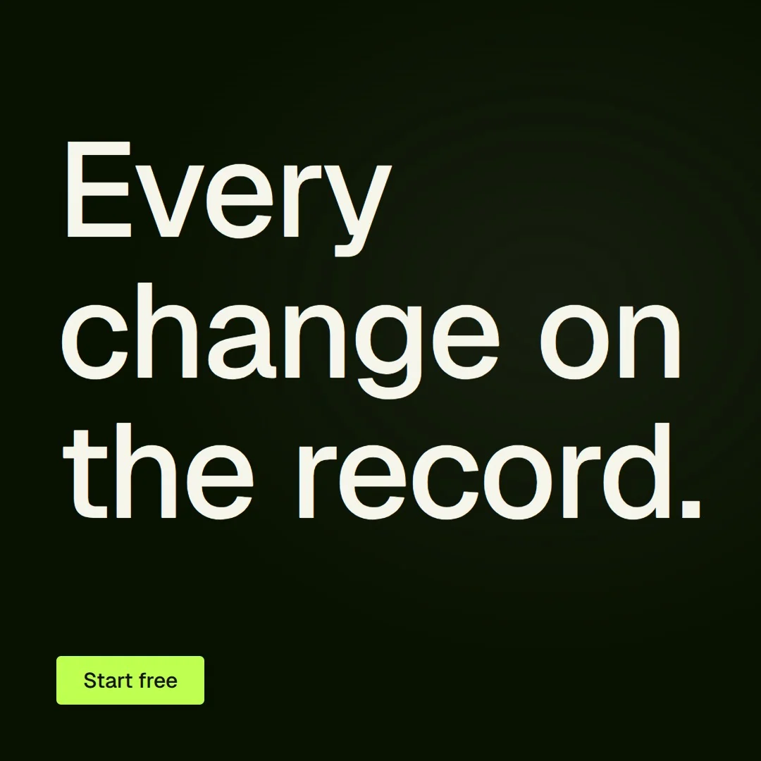 Video for contracts.io: "Every change on the record.". Doc motion loop, 6.0 s, dark palette.