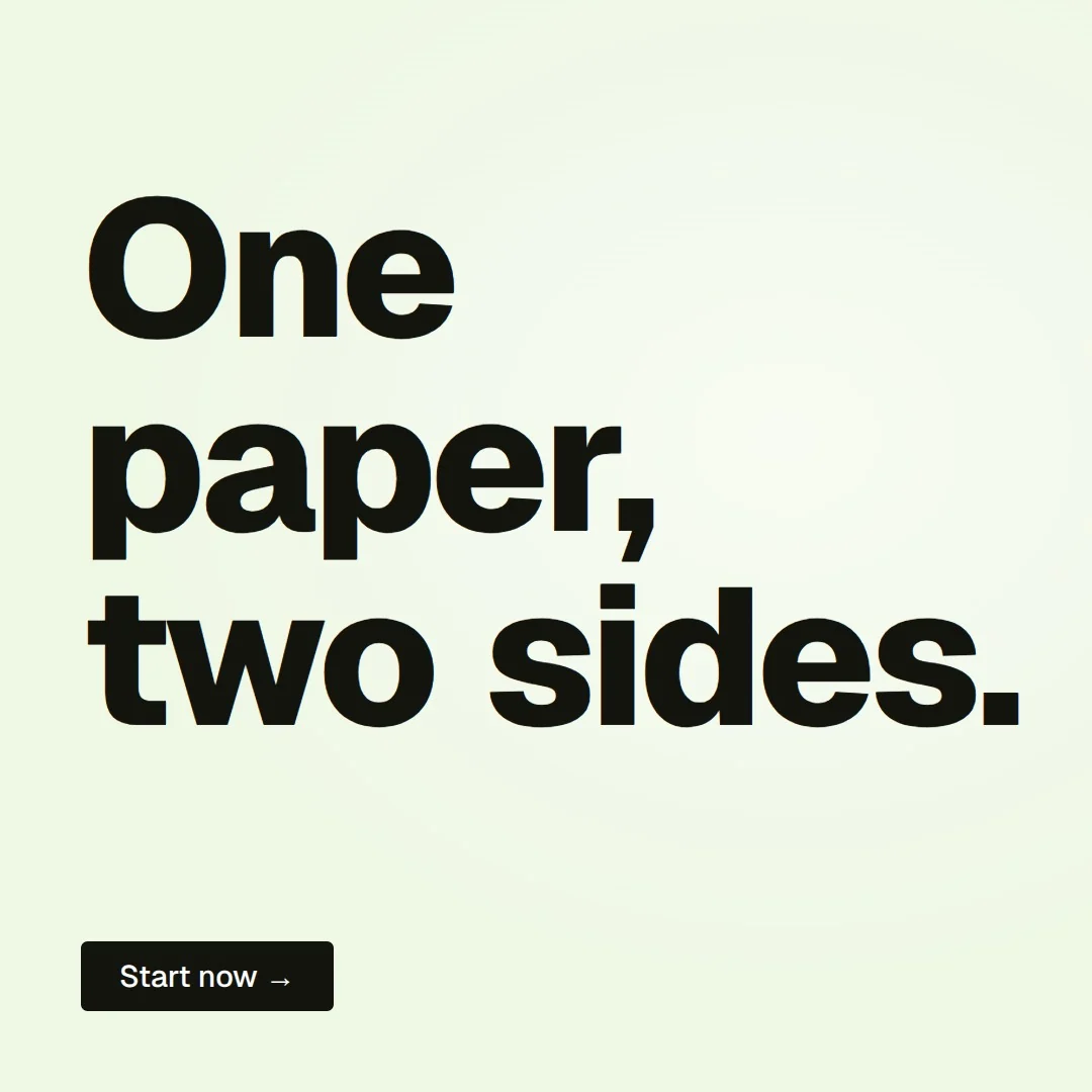 Video for contracts.io: "One paper, two sides.". Doc motion loop, 6.0 s, light palette.