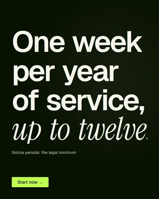 Video for contracts.io: "One week per year of service, up to twelve.". Doc motion loop, 7.0 s, dark palette.