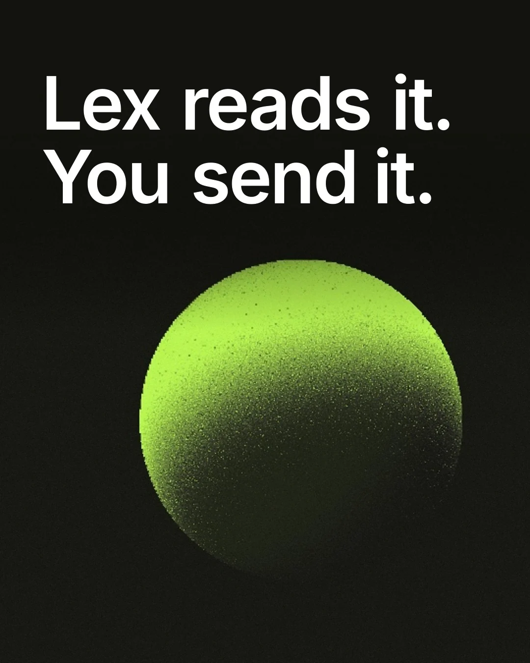 Video for contracts.io: "Lex reads it. You send it.". Shader loop, 6.0 s, dark palette.