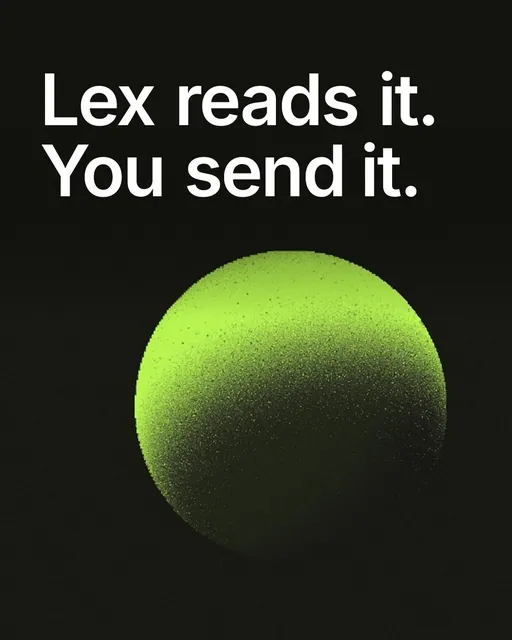 Video for contracts.io: "Lex reads it. You send it.". Shader loop, 6.0 s, dark palette.