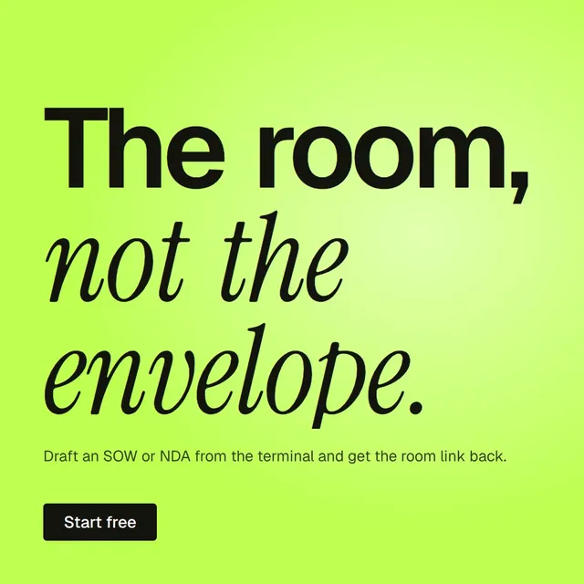 Video for contracts.io: "The room, not the envelope.". Doc motion loop, 7.0 s, light palette.