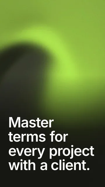 Video for contracts.io: "Master terms for every project with a client.". Shader loop, 6.0 s, dark palette.