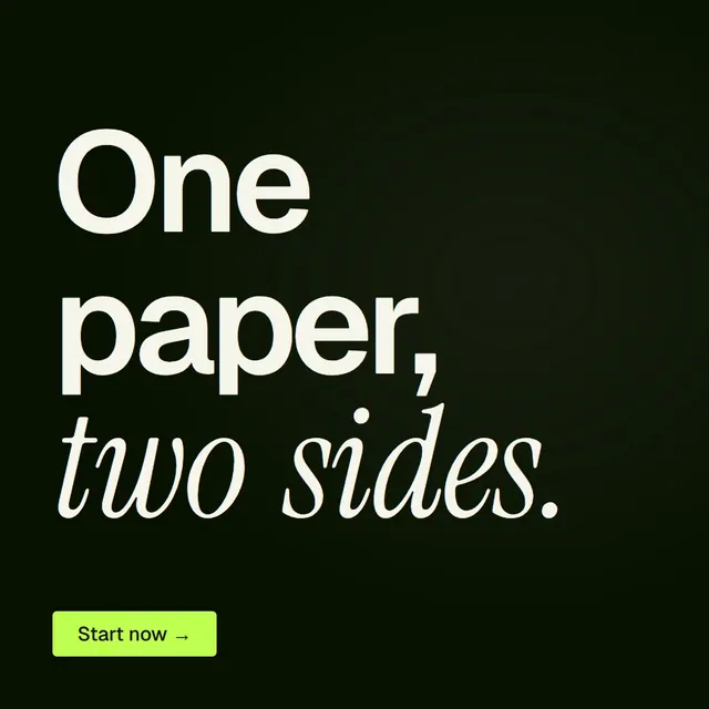 Video for contracts.io: "One paper, two sides.". Doc motion loop, 6.0 s, dark palette.