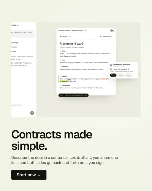 Video for contracts.io: "Contracts made simple.". Doc motion loop, 6.0 s, light palette.