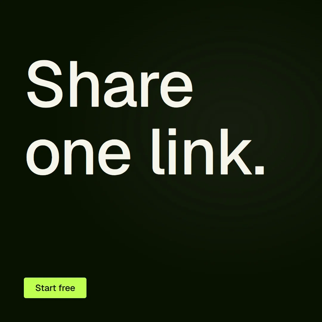 Video for contracts.io: "Share one link.". Doc motion loop, 6.0 s, dark palette.
