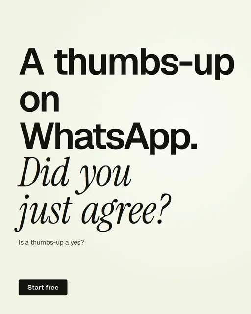 Video for contracts.io: "A thumbs-up on WhatsApp. Did you just agree?". Doc motion loop, 6.0 s, light palette.