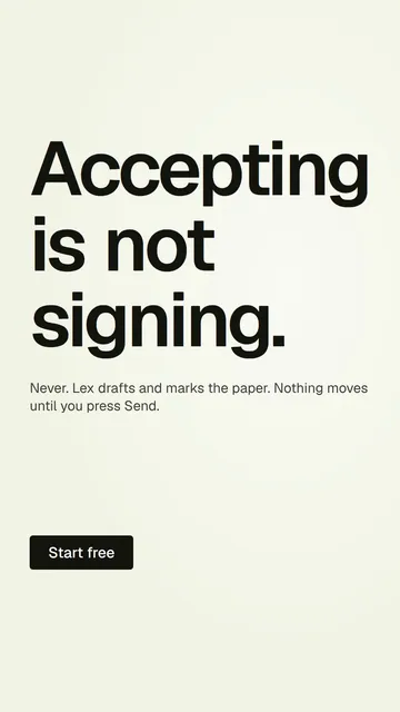 Video for contracts.io: "Accepting is not signing.". Doc motion loop, 6.0 s, light palette.