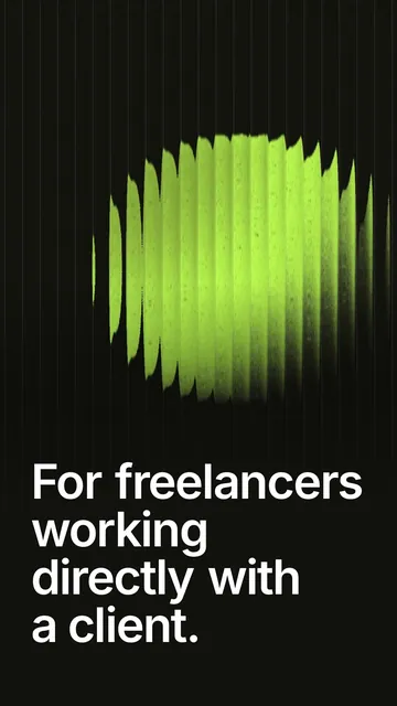 Video for contracts.io: "For freelancers working directly with a client.". Shader loop, 6.0 s, dark palette.