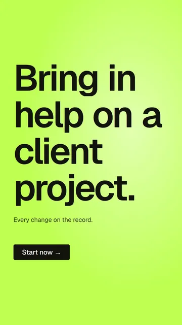 Video for contracts.io: "Bring in help on a client project.". Doc motion loop, 8.0 s, light palette.