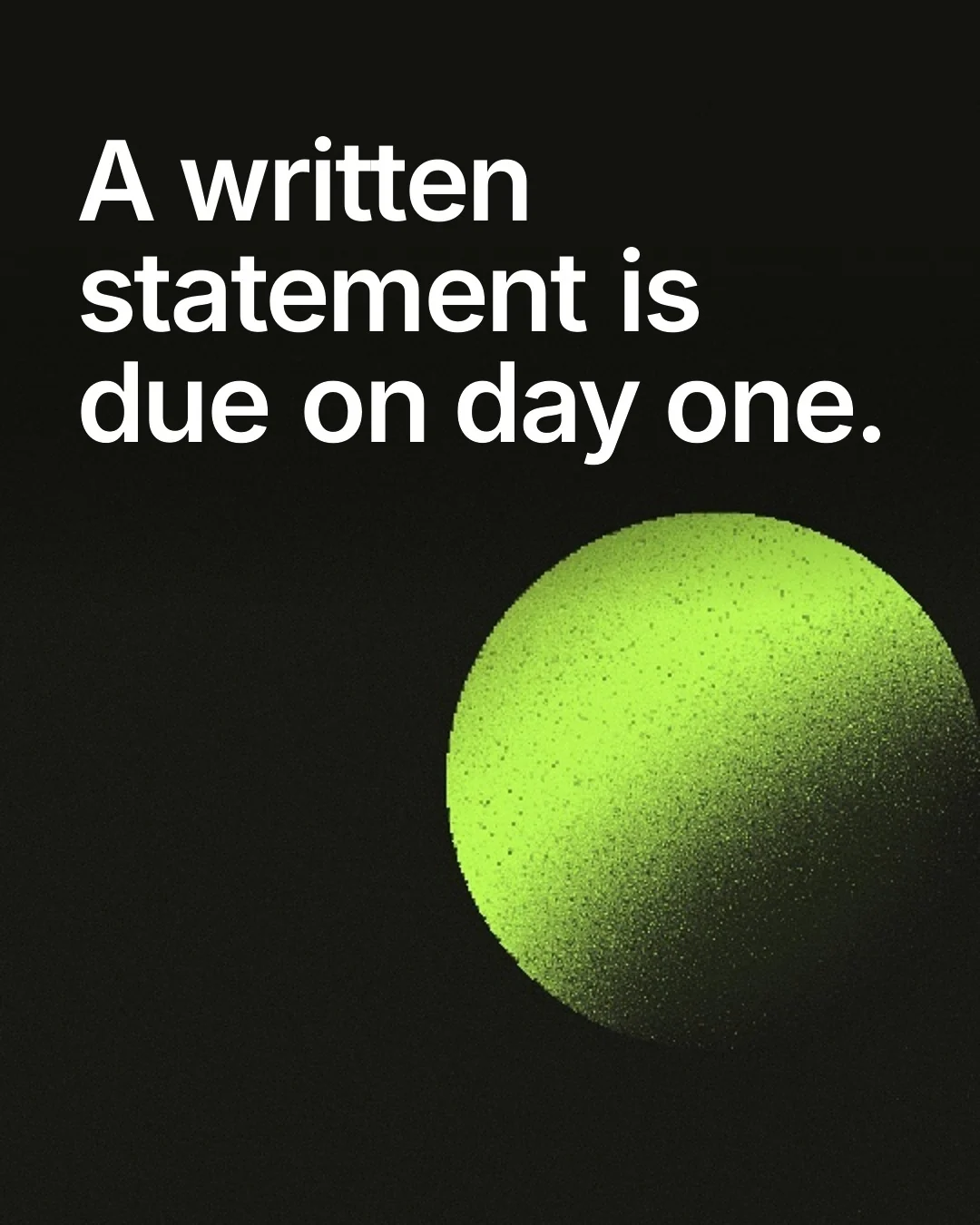 Video for contracts.io: "A written statement is due on day one.". Shader loop, 6.0 s, dark palette.