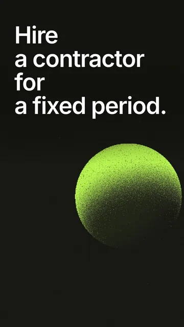 Video for contracts.io: "Hire a contractor for a fixed period.". Shader loop, 6.0 s, dark palette.