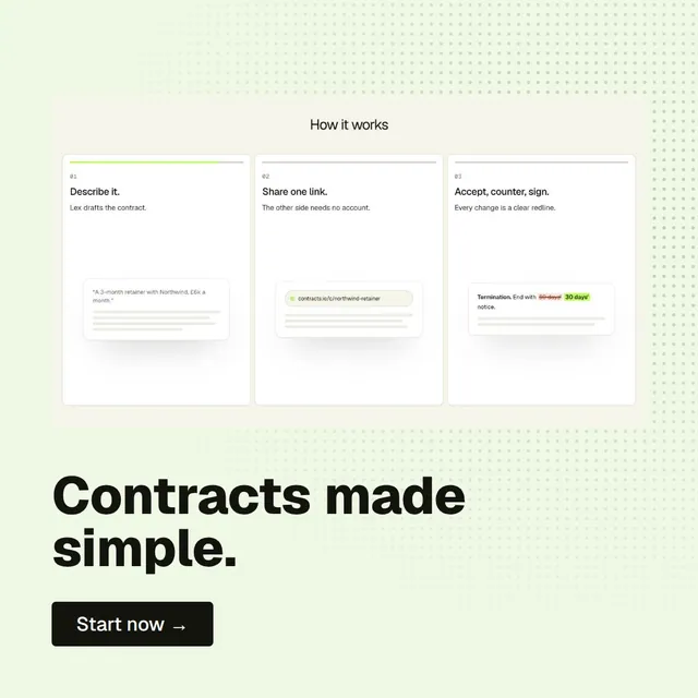 Video for contracts.io: "Contracts made simple.". Doc motion loop, 6.0 s, light palette.