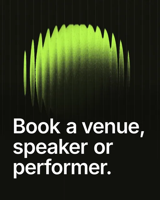 Video for contracts.io: "Book a venue, speaker or performer.". Shader loop, 6.0 s, dark palette.