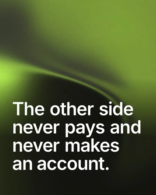 Video for contracts.io: "The other side never pays and never makes an account.". Shader loop, 6.0 s, dark palette.