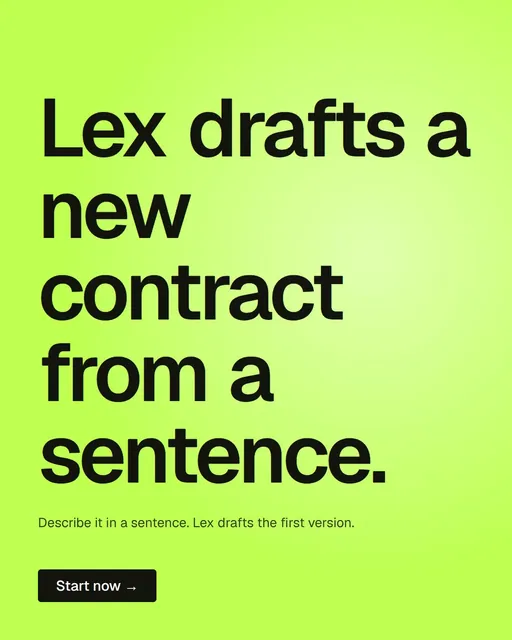 Video for contracts.io: "Lex drafts a new contract from a sentence.". Doc motion loop, 7.0 s, light palette.