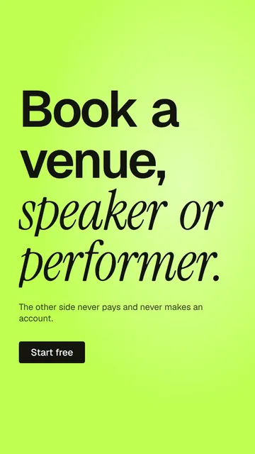 Video for contracts.io: "Book a venue, speaker or performer.". Doc motion loop, 8.0 s, light palette.