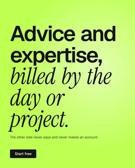 Video for contracts.io: "Advice and expertise, billed by the day or project.". Doc motion loop, 6.0 s, light palette.