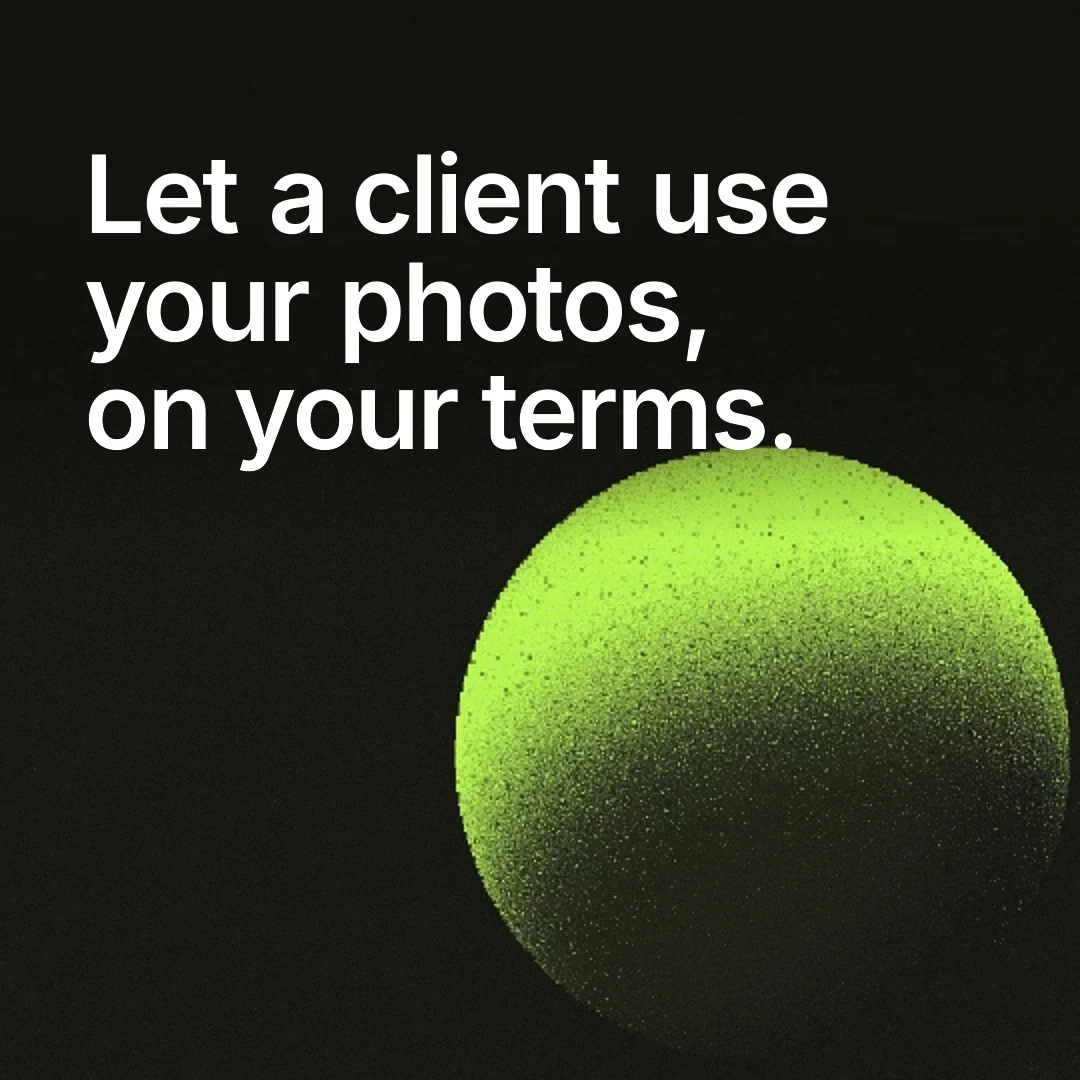 Video for contracts.io: "Let a client use your photos, on your terms.". Shader loop, 6.0 s, dark palette.