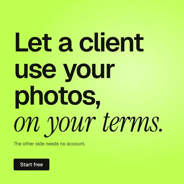 Video for contracts.io: "Let a client use your photos, on your terms.". Doc motion loop, 6.0 s, light palette.
