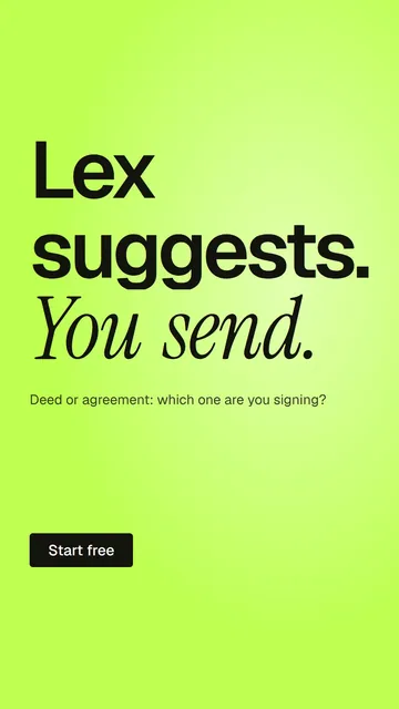 Video for contracts.io: "Lex suggests. You send.". Doc motion loop, 7.0 s, light palette.