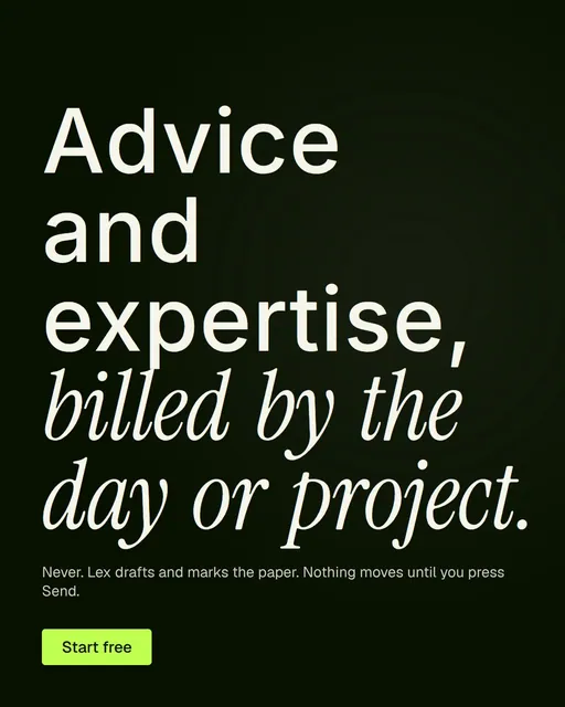Video for contracts.io: "Advice and expertise, billed by the day or project.". Doc motion loop, 6.0 s, dark palette.