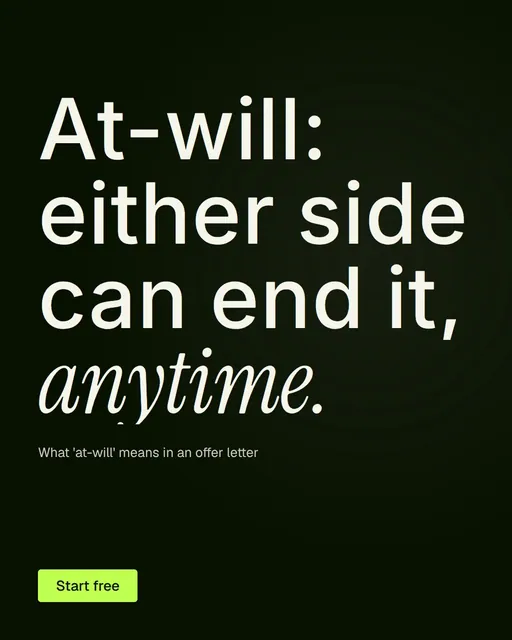 Video for contracts.io: "At-will: either side can end it, anytime.". Doc motion loop, 7.0 s, dark palette.