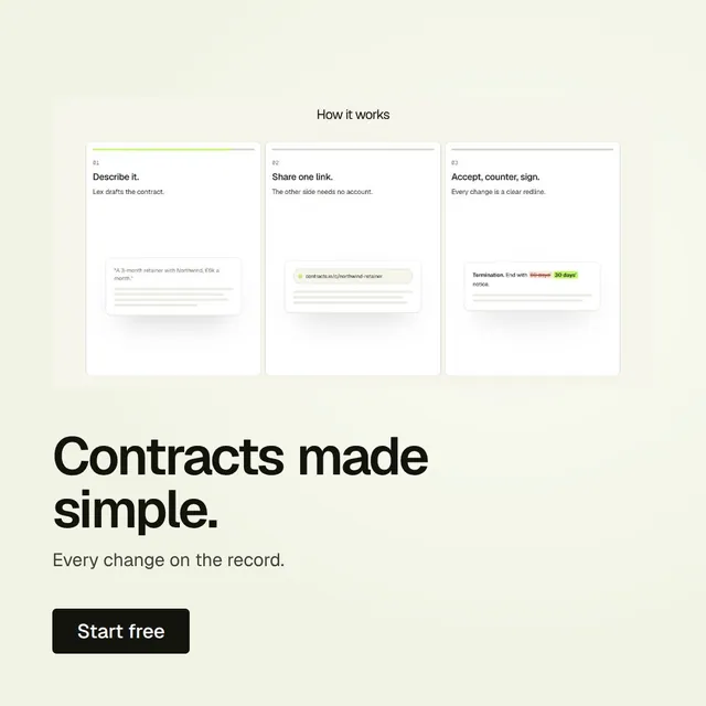 Video for contracts.io: "Contracts made simple.". Doc motion loop, 8.0 s, light palette.