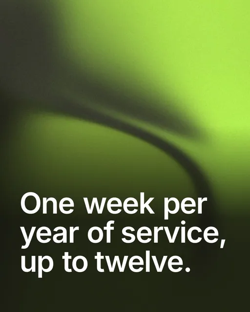 Video for contracts.io: "One week per year of service, up to twelve.". Shader loop, 6.0 s, dark palette.