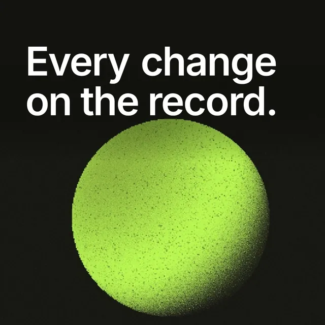 Video for contracts.io: "Every change on the record.". Shader loop, 6.0 s, dark palette.