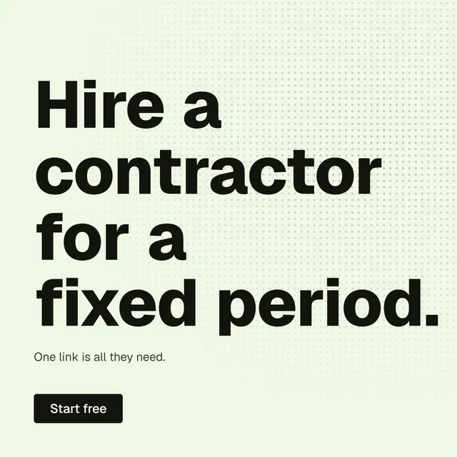 Video for contracts.io: "Hire a contractor for a fixed period.". Doc motion loop, 6.0 s, light palette.