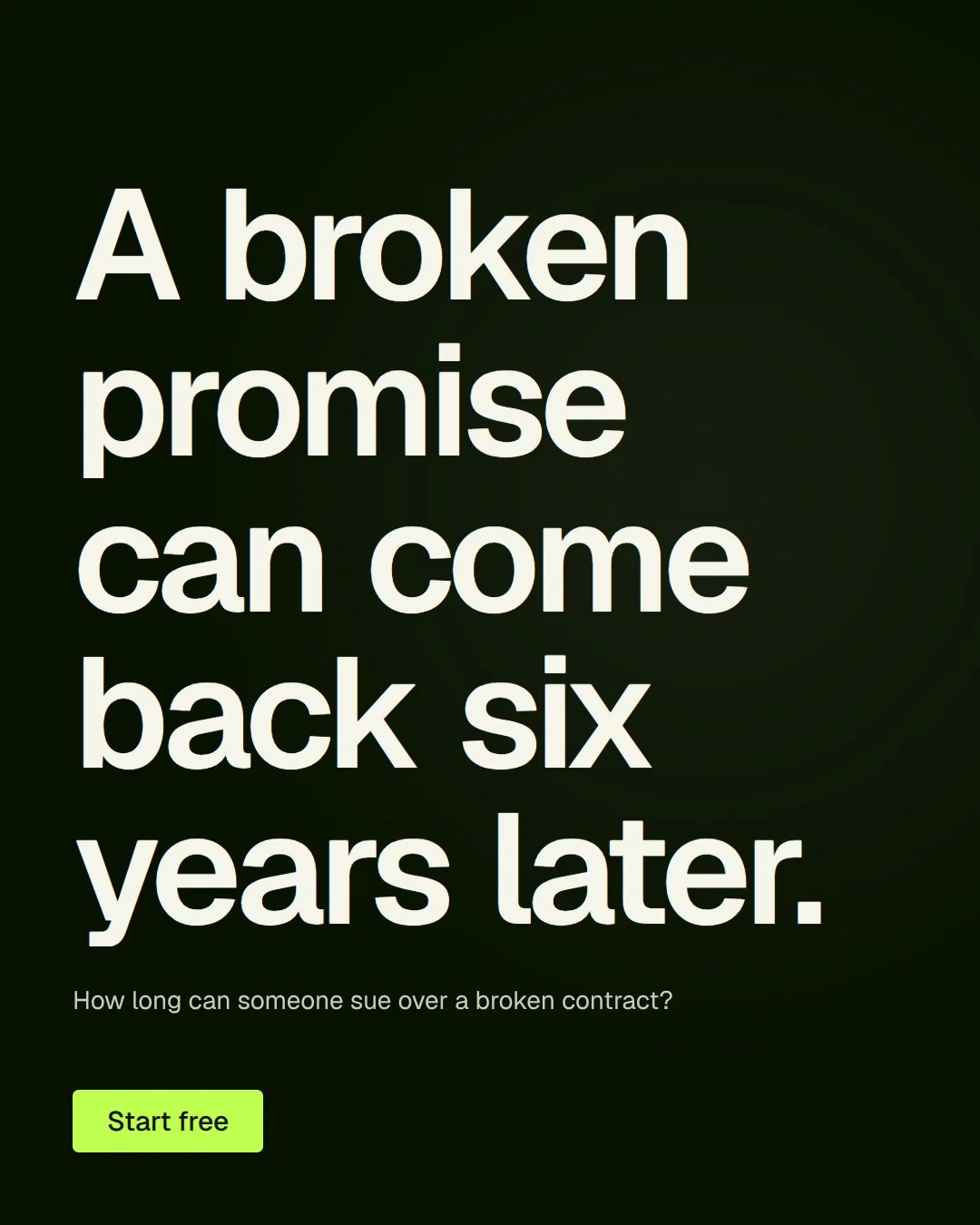 Video for contracts.io: "A broken promise can come back six years later.". Doc motion loop, 7.0 s, dark palette.